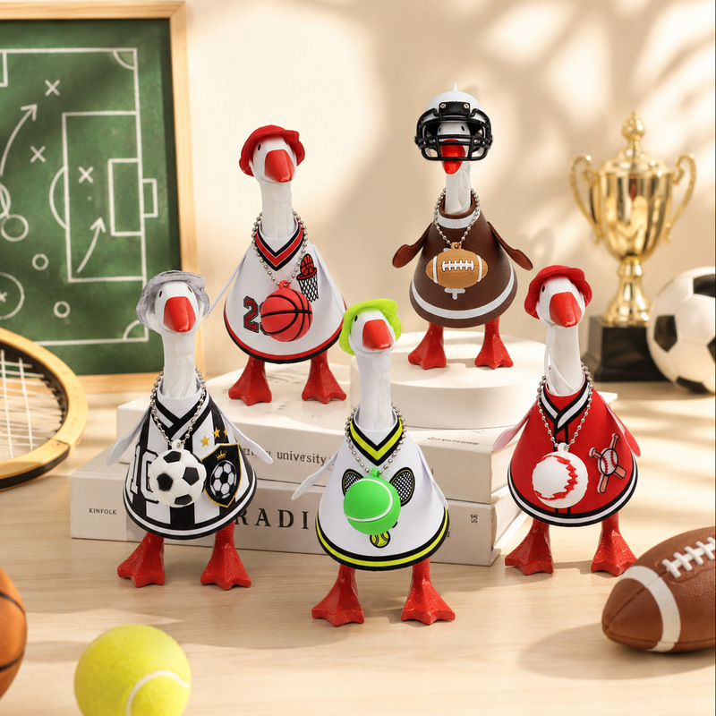 7inch White Goose Sports Decoration Set Basketball Football Baseball Tennis Theme Garden Goose Dress up Outfits 7inch White Goose Sports Decoration Set Basketball Football Baseball Tennis Theme Garden Goose Dress up Outfits