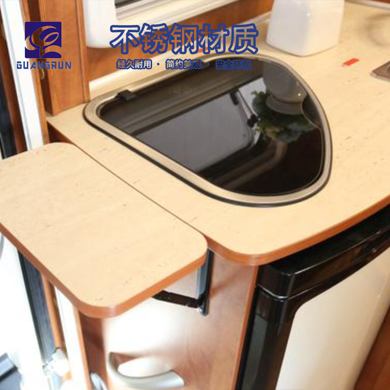 Guangrun RV Yate Kitchen Triángulo izquierdo y derecho con tapa Lavabo de acero inoxidable Lavabo GR-610RL
