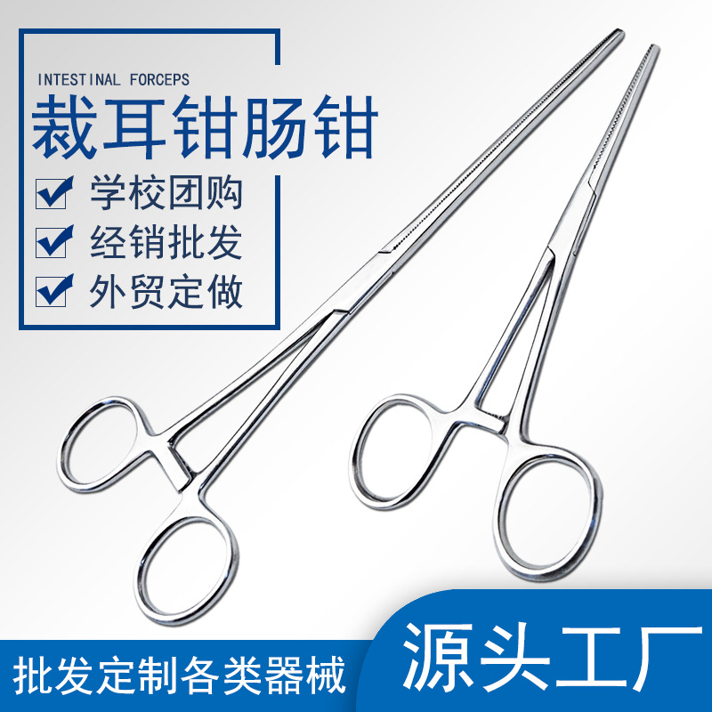 好品质不锈钢宠物狗狗裁耳钳剪耳钳修耳钳直弯头肠钳24cm16cm