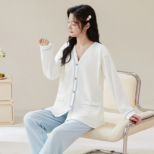 Mustang also pajamas Mustang also new autumn and winter double-sided solid color Jacquard cotton 220g plus foreign single home service suit