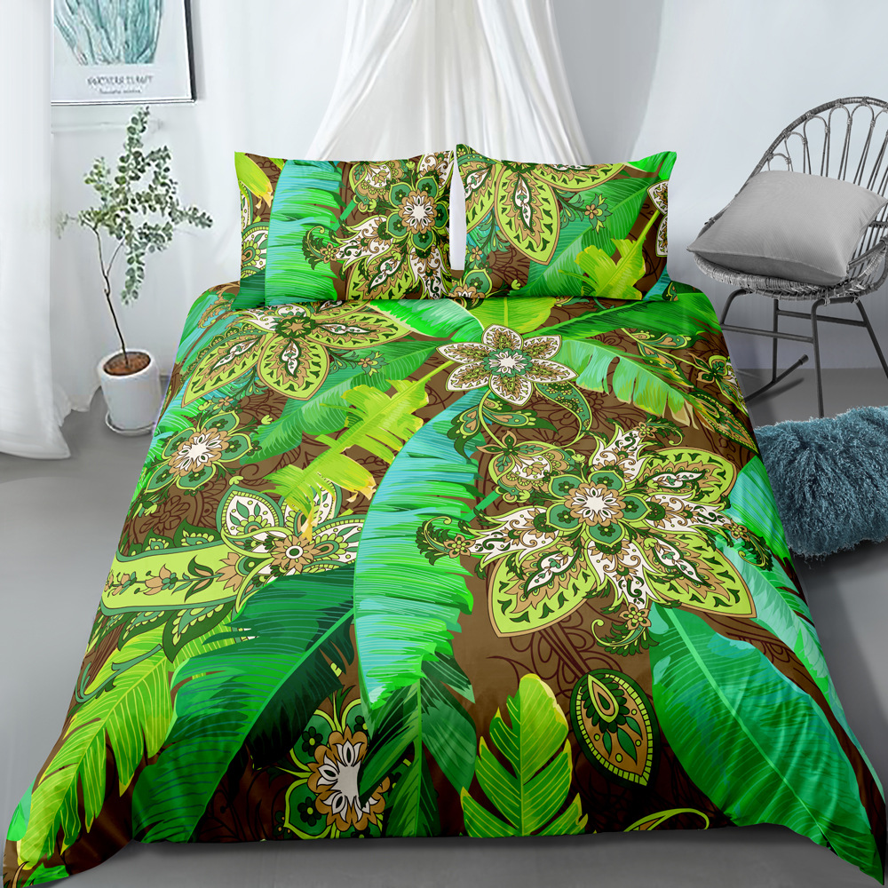 Parure de lit trois pièces de style ethnique imprimé numérique, housse de couette et taie d'oreiller, personnalisable, nouvelle collection_voghion.com