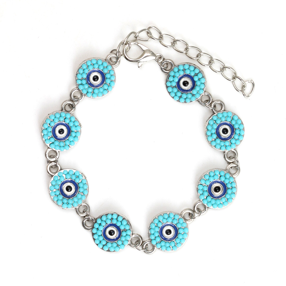 10g Weight Bracelets Classification Alloy Chain Material 1 Piece Quantity Holiday, Daily Occasion Alloy, glass Material Devil's Eye Pattern Women's Gender Patchwork Design Simple Style Style Simple Style Devil's Eye Alloy Glass Wholesale Bracelets 5