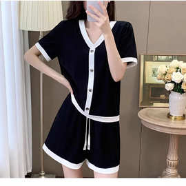 时尚休闲短裤运动服健身套装女夏季新款显瘦短袖减龄洋气两件套