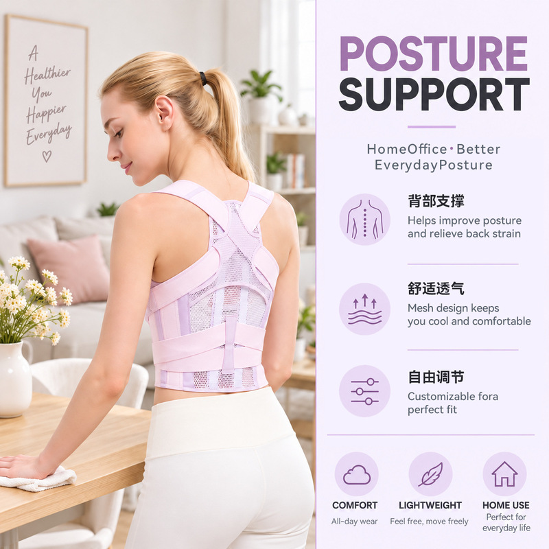 Manufacturer wholesale: breathable and supportive back brace for spinal alignment, shoulder opening, and posture correction; women's back support belt