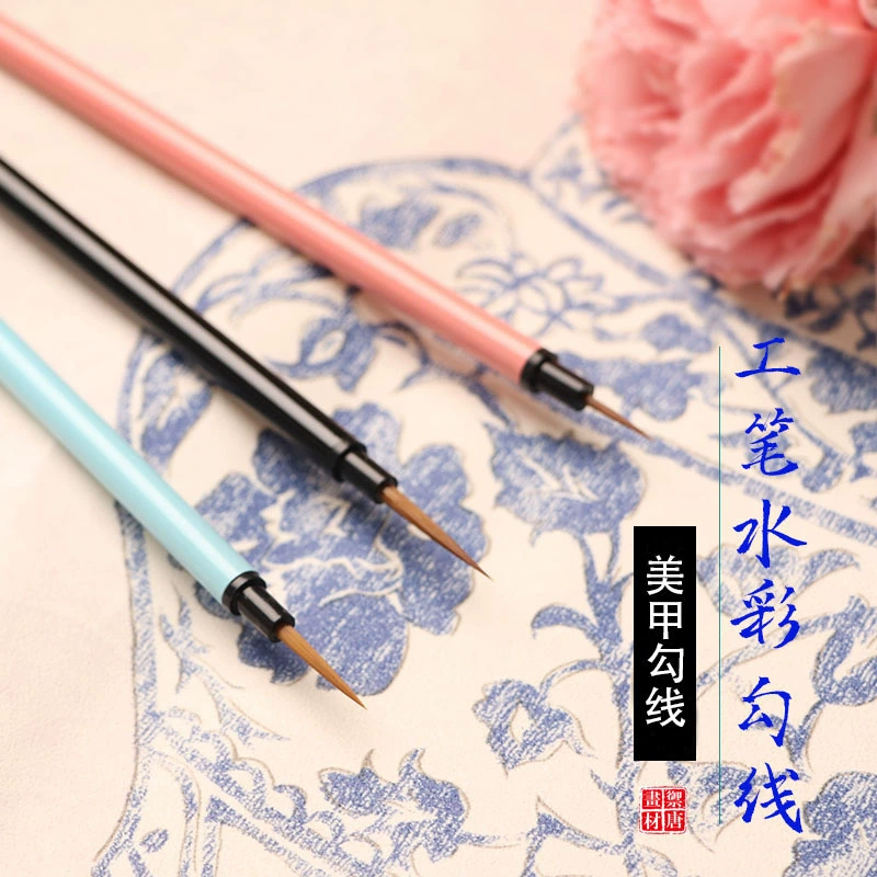 Набор кистей Liner Brush, 3 шт. для ногтей и арт-работ водорастворители для акварели, гуаши, акрила, крупная/средняя/мелкая