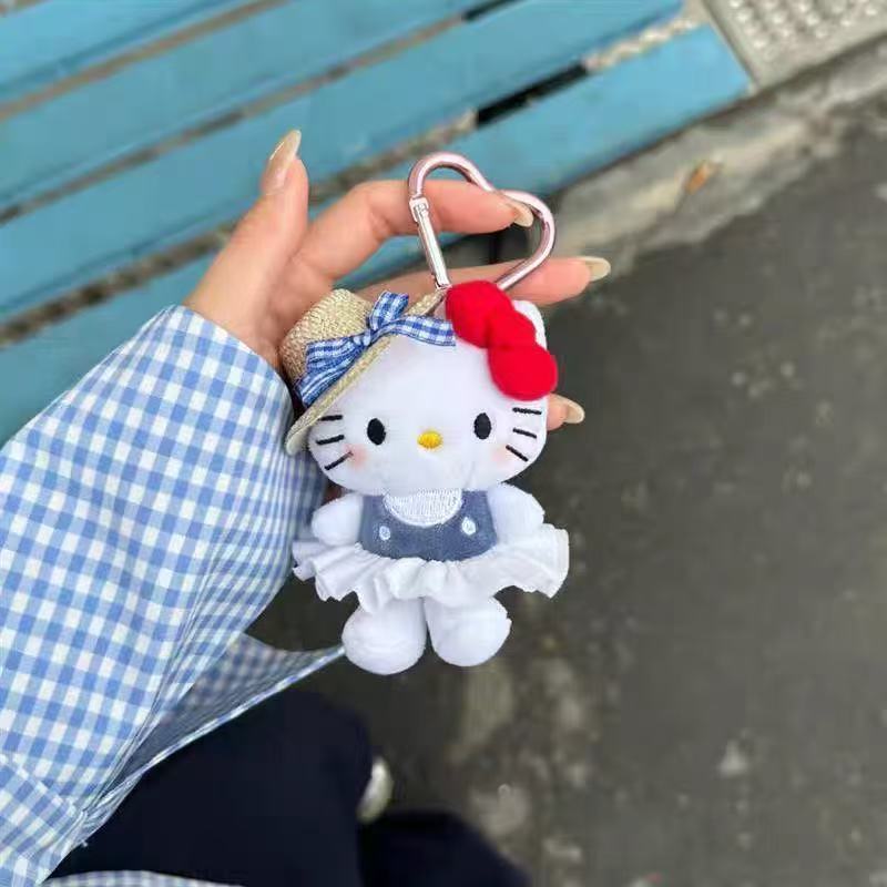 草帽ktkitty挂件背包可爱毛绒公仔钥匙扣挂饰包包玩偶礼物|undefined