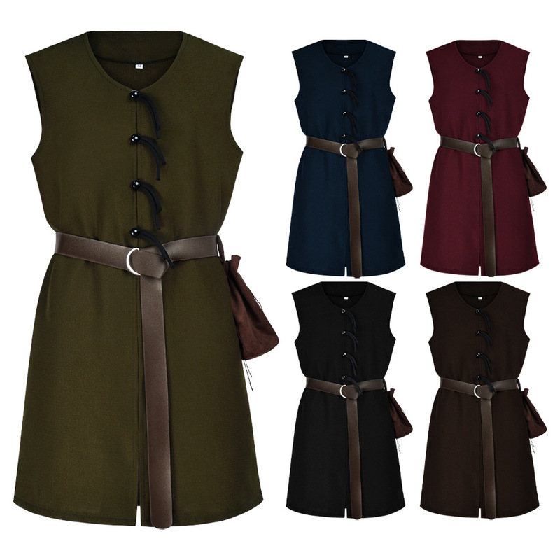 [in Stock] Halloween Retro Vest Cross-Border New Product Renaissance Pirate Vest Knight Cosplay Costume