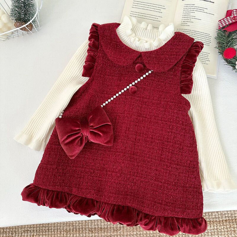 New 2025 Christmas Children's Clothing Girls Autumn and Winter Vest Dress Popular Dress Children's New Year Dress Skirt New 2025 Christmas Children's Clothing Girls Autumn and Winter Vest Dress Popular Dress Children's New Year Dress Skirt