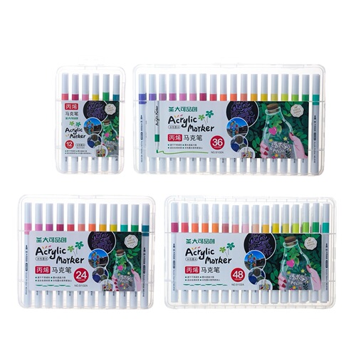 Great Art Creative Acrylic Markers 24 Colors 48 Colors Waterproof Highlighters Watercolor Pens Can Overcoat and Not Bleed Through 9102A