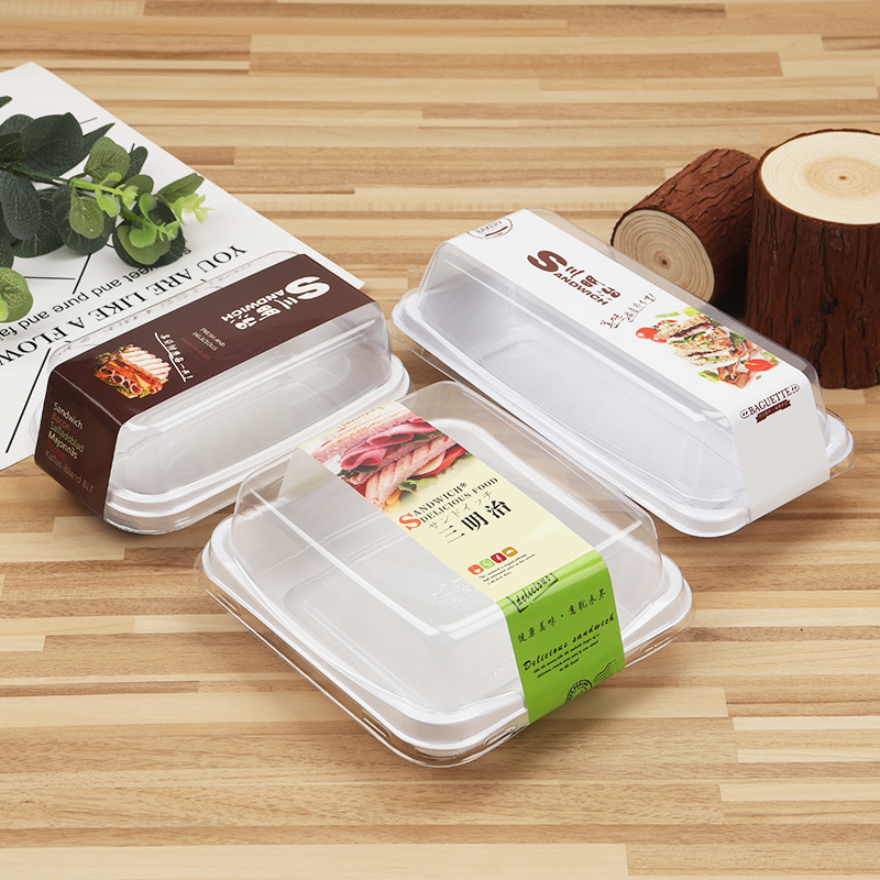 Caja de embalaje de sándwiches Puff Nieve Meimei Niang caja cuadrada caja de plástico de toalla de pastel de rollo caja de embalaje