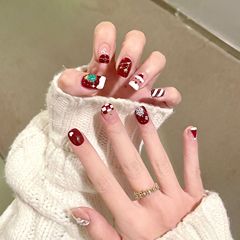 Christmas tree crystal ball nail art, Santa Claus Christmas nail stickers, cute nail stickers, snowflake checkered nail art set