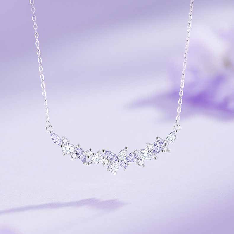 S925シルバー幸福藤の花ネックレス 女性用 軽やかな高級感 光り輝く紫色のペンダント 鎖骨チェーン 絶妙なバレンタインデーギフト|undefined