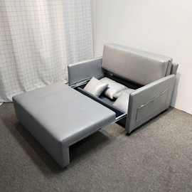 现代简约浅灰色科技布双人沙发小户型客厅卧室折叠储物功能沙发床