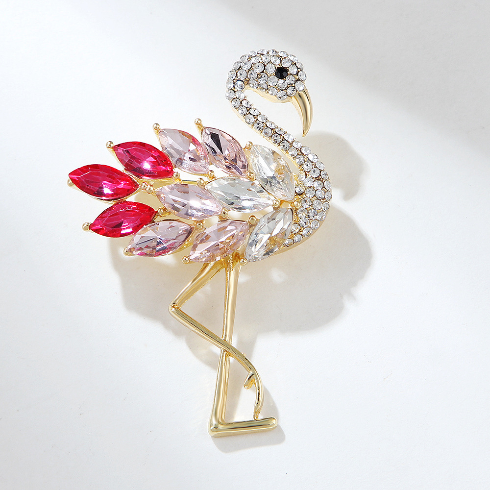 Banquet Occasion Zinc alloy Material Flamingo Pattern Cute Pin Flamingo Zinc Alloy Inlay Crystal Unisex Brooches