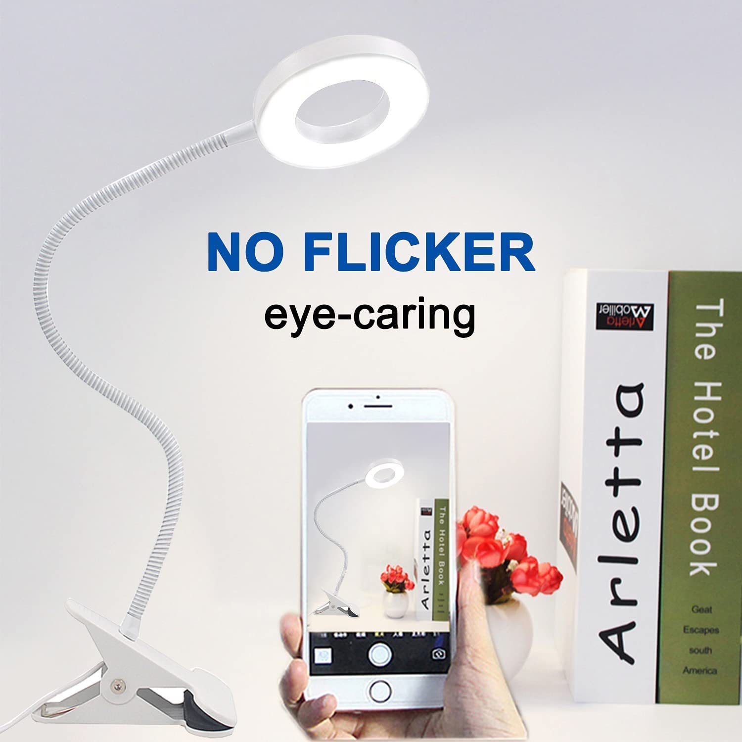 Luz de relleno para transmisión en vivo con clip para teléfono móvil, luz de anillo, luz nocturna USB de tres colores para escritorio, luz de lectura, luz de relleno de anillo. image 9