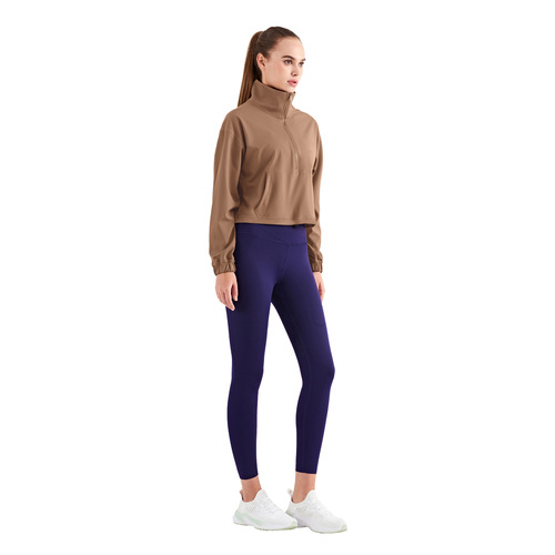 BR+ Stand Collar Windproof Yoga Jacket Women's New Medium Strength Yoga Clothes Zipper Casual Sports Fitness Clothing