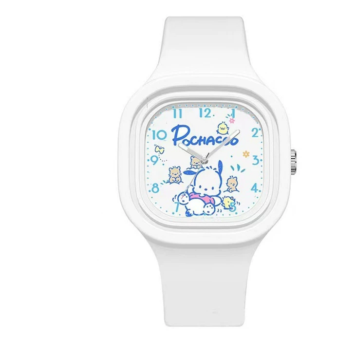 Children’s silicone square quartz watch, cartoon print, lightweight, multiple colors