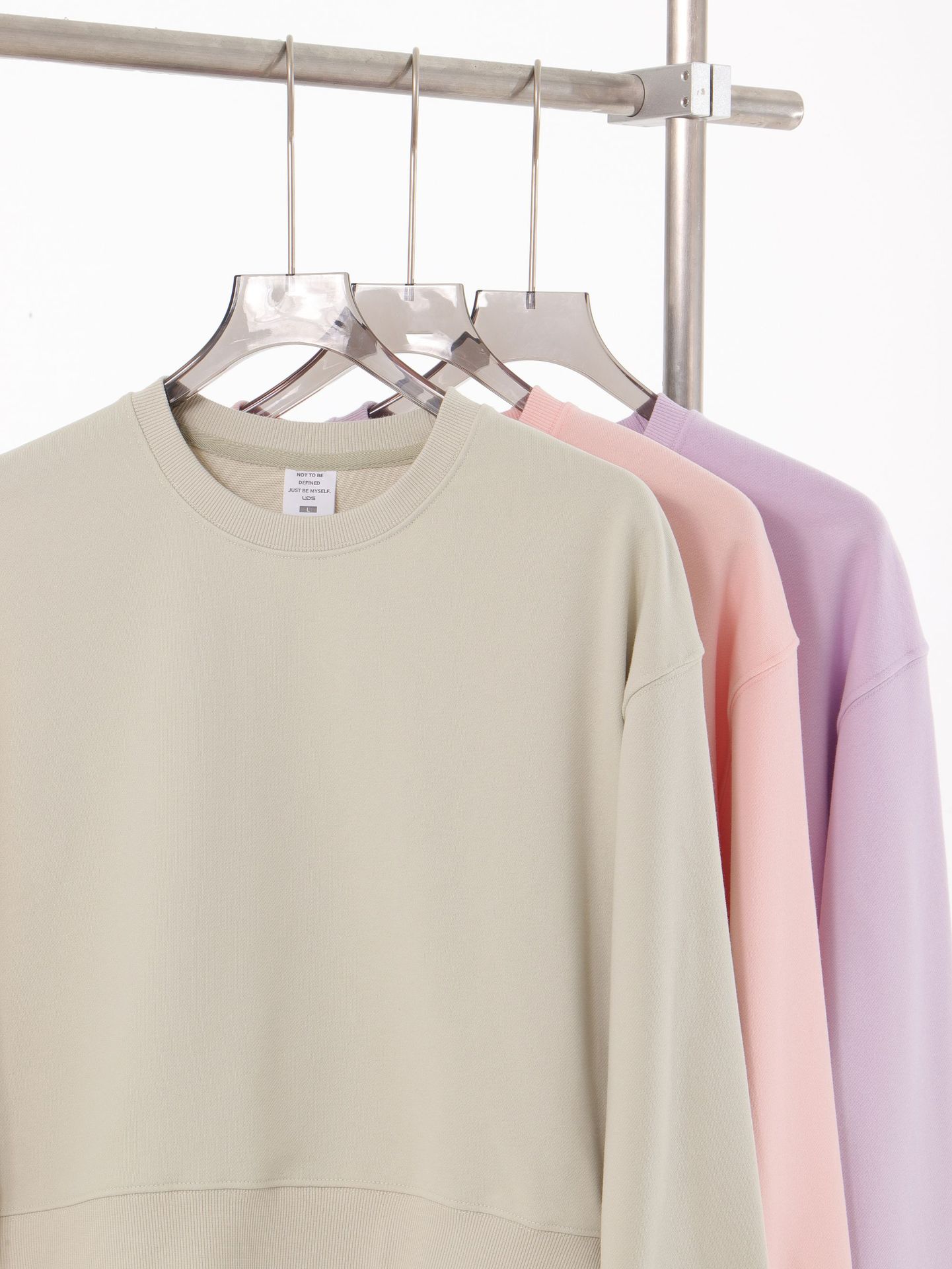 Sudadera corta de cuello redondo para mujer, de 330 g, de marca de moda, estilo casual simple para otoño e invierno, sudadera corta de manga larga.