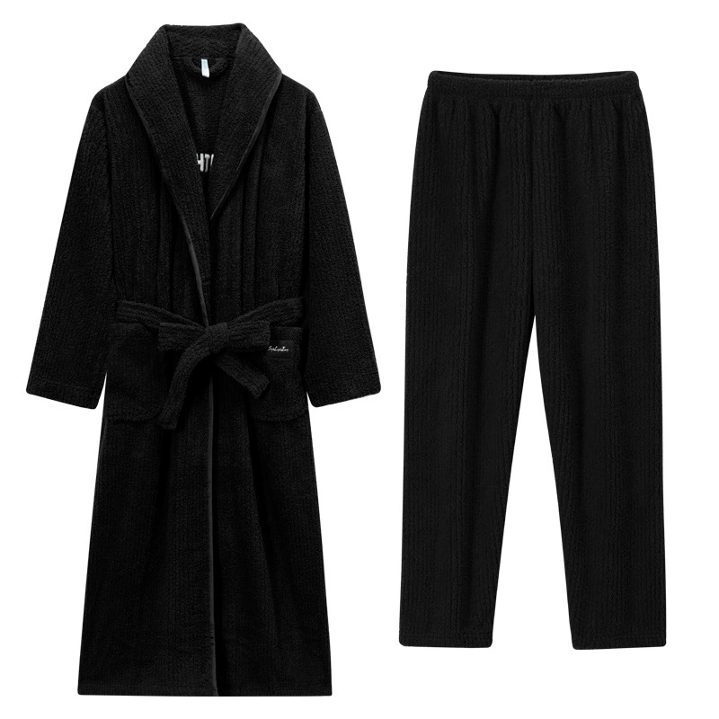 Демисезонный халат, коралловый бархат pijama, длинный зимний комплект, (Physicals), для любимого, увеличенная толщина