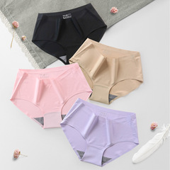 Factory wholesale seamless large size ice silk underwear women's one piece solid color comfortable breathable cotton briefs 810