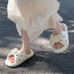 Casual outdoor wear, seaside vacation beach sandals, women's summer sweet bow slippers, soft-soled slippers