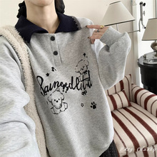 015冬季新款女式卫衣韩版宽松休闲卡通圆领加绒加厚女士长袖卫衣