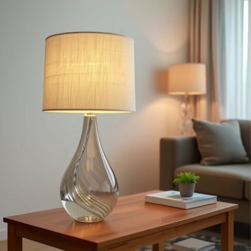 Lámpara de mesa de vidrio Lámpara de mesa de noche de dormitorio Lámpara de mesa de vidrio para el hogar Sala de estar Mesita de noche de estilo europeo Lámpara de mesa de decoración de habitación de boda