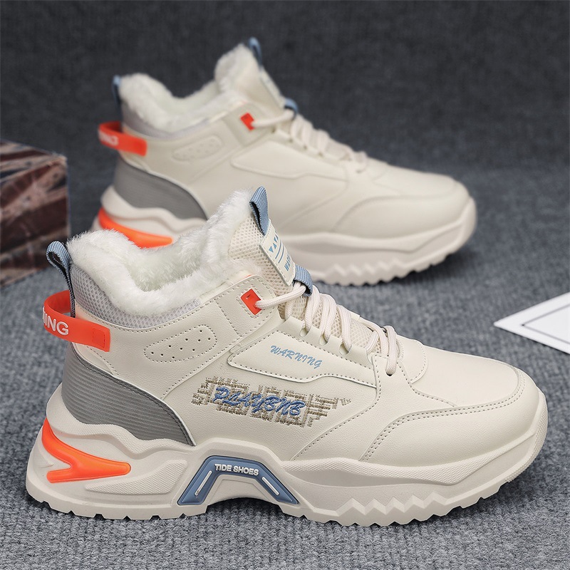 Zapatos de algodón de alta parte, zapatos deportivos de baloncesto de fondo grueso de ocio para hombres en invierno, zapatos de algodón cálidos al aire libre para jóvenes con terciopelo image 1