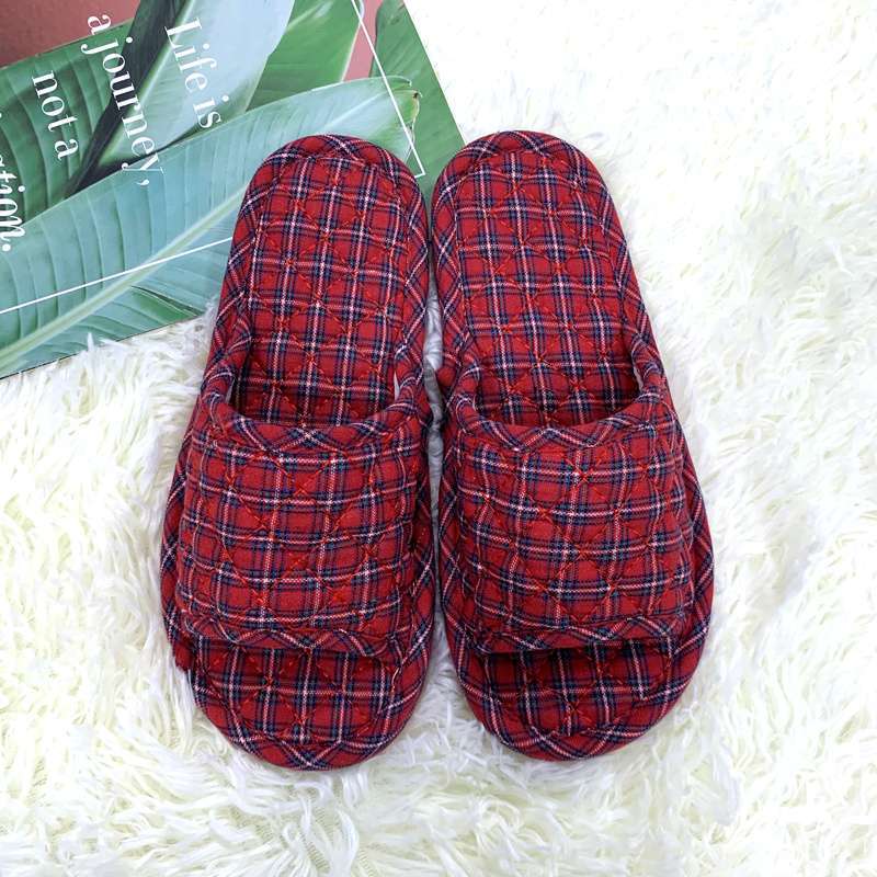 여성용 다크 레드 체크 무늬 천 베이스 [입자 없음]