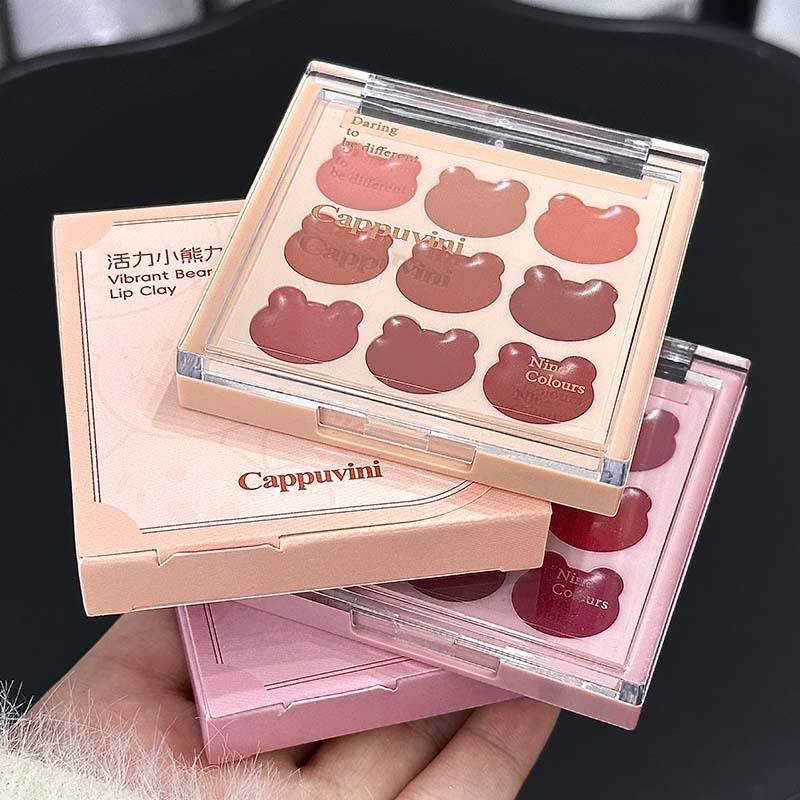 Cappuvini vitalidad oso nueve colores polvo labial mate niebla superficie natural tierna maquillaje simple lápiz labial de mujer al por mayor