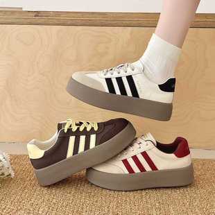 Spring and Autumn New Style Thick-Soled White Shoes for Women, Student Shoes, Shallow Casual Retro German Training Shoes for Women