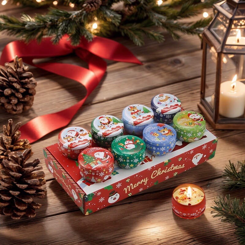 国境を越えた 2025 新しいクリスマスの香りのキャンドルクリスマスパーティーの装飾キャンドルギフトボックスソイワックスクリスマスキャンドル|undefined