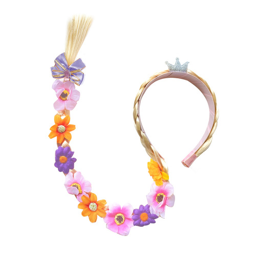 Elsa from Frozen Princess Braided Hair Accessory, Children's Crown with Floral Braids, Long Hair Princess Hairband Braided Skirt Accessory