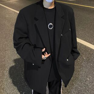 Shoulder Pad Suit Men's Spring and Autumn Casual Suit Loose Jacket Duffy Handsome Fashionable High-Level Design American Style High Street Hong Kong Style