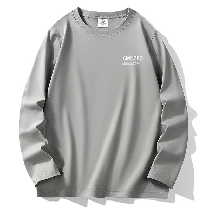 200g 100% pure cotton long-sleeve T-shirt for men, suitable for spring and autumn, heavyweight, casual, and can be worn as a base layer or sweatshirt