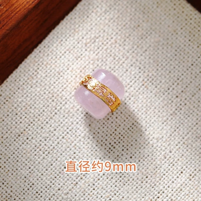 24K Gold Inlaid Natural Amethyst: Zərgərlik ara hissələri - natural-agate-purple-lithium-gray-lucky-bucket-beads