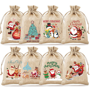 New Cross-Border Christmas Gift Bag Christmas Party Party Decoration Drawstring Pocket Kidsren's Gift Storage Bag