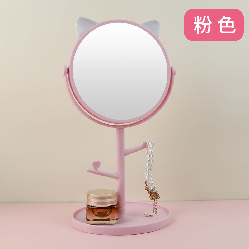 Espejo de maquillaje LED de sobremesa para mujer, espejo pequeño con luz de relleno, espejo de tocador de plástico para escritorio, espejo de hogar, espejo de maquillaje con luz