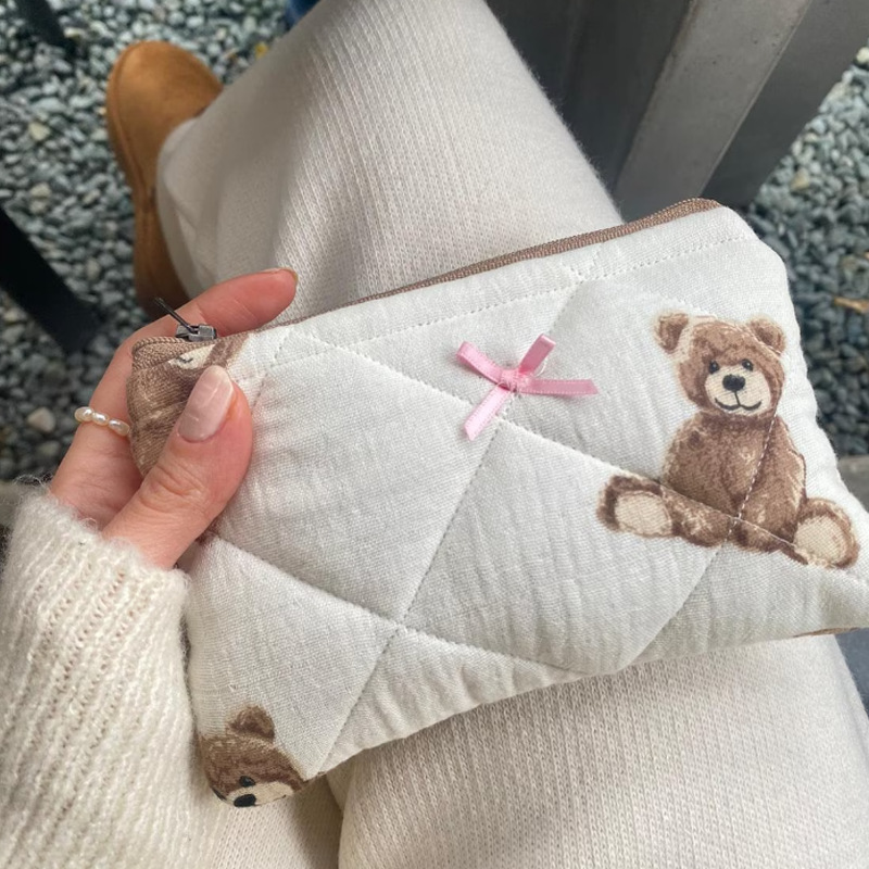 Cute Style Cute Bear Cloth Square Makeup Bags & Storage