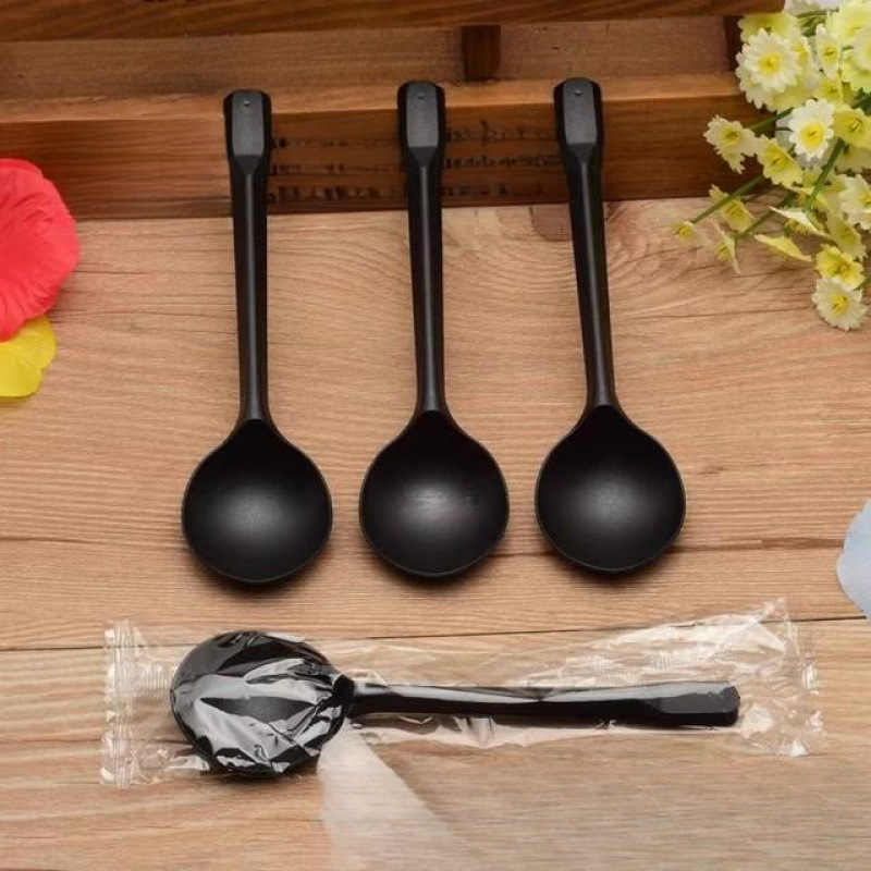 【Available for delivery in Xinjiang】Disposable spoon with round handle, kitchen utensil, dessert spoon, soup spoon, disposable spoon handle