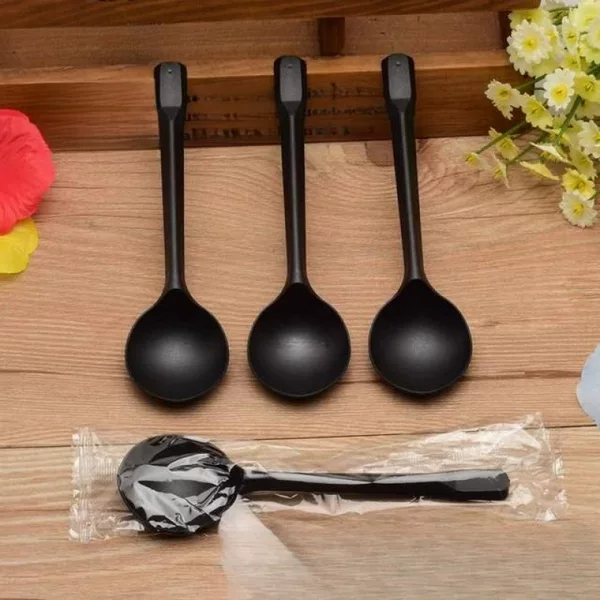 【Available for delivery in Xinjiang】Disposable spoon with round handle, kitchen utensil, dessert spoon, soup spoon, disposable spoon handle