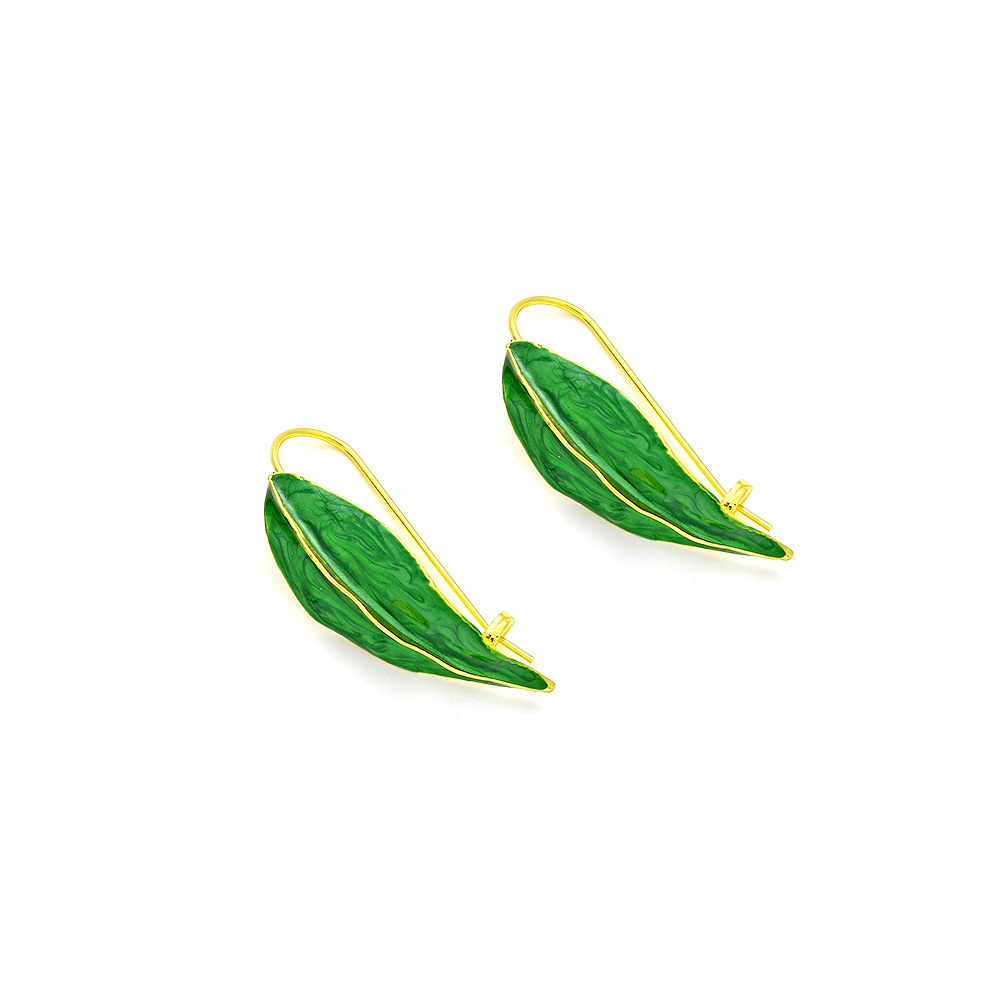 Zinc alloy Material 1 Pair Sweet Leaf Enamel Zinc Alloy Earrings