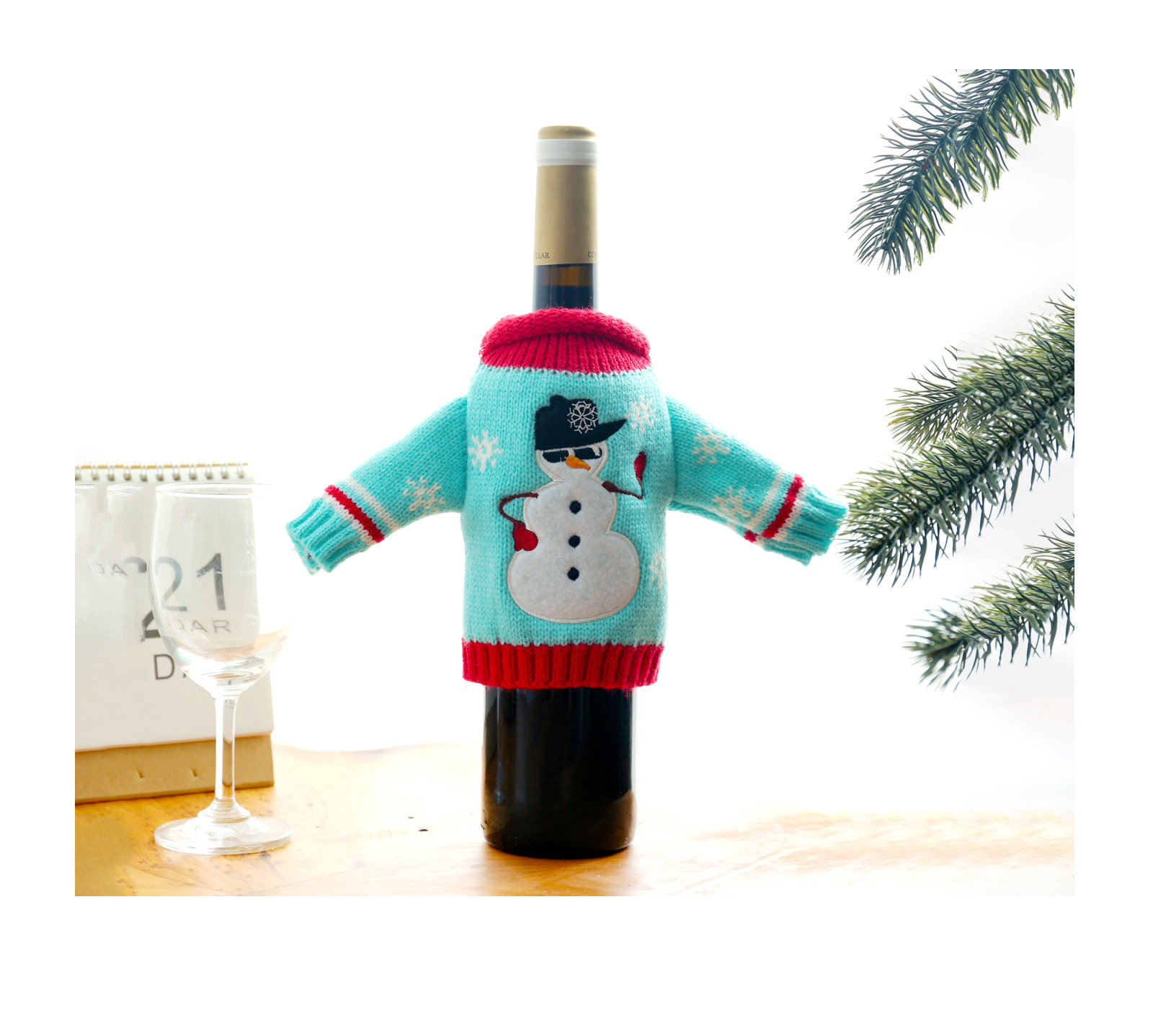 Navidad Moda Campana Monigote De Nieve Tela Fiesta Cubierta De Botella 1 Pieza display picture 2