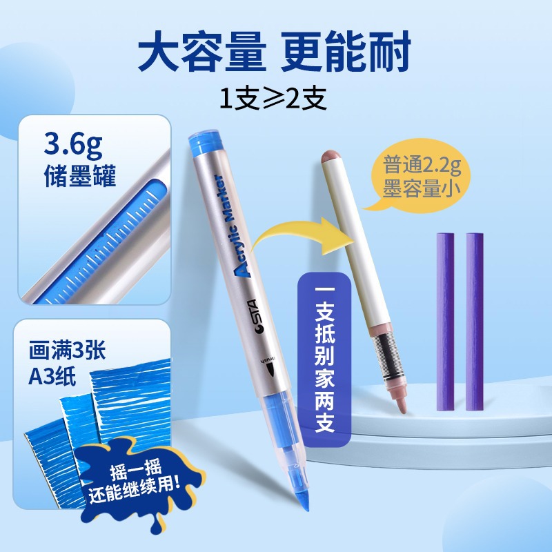 Star1300 pluma acrílica líquida directa, pluma acrílica de cabeza suave opaca y color plegable para estudiantes de arte primario