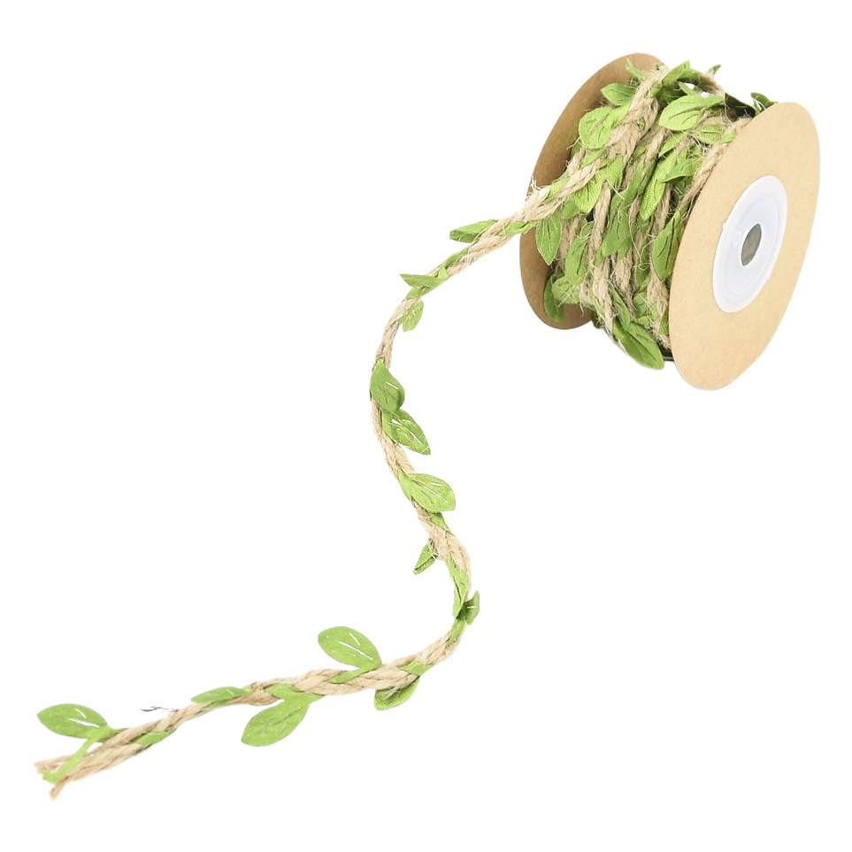 Trenza trenzada cuerda de cáñamo hoja verde embalaje cuerda jardinería cuerda decorativa casera guirnalda hecha a mano Correa 5 M