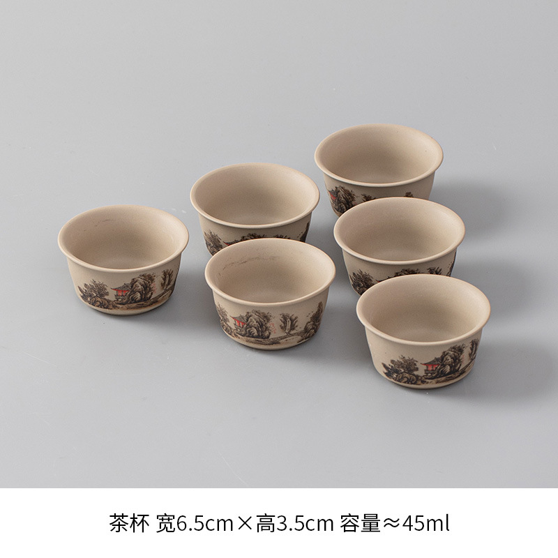 Ceramic tea cup, glass tea set, 6 pieces
