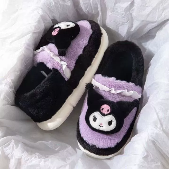 Cute keep warm winter non-slip slippers for students