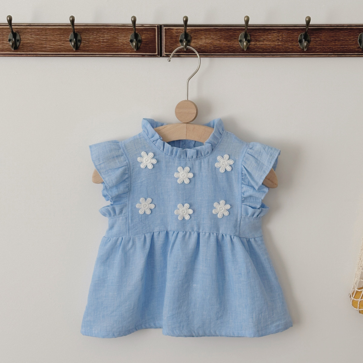 Children's Wear Summer New Girls' Sweet Blue Lotus Leaf Dress dress Baby Girl Little Daisy Flower Dress Pastoral Style