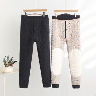 Knee Pads Warm Pants Men's Winter Inner Wear High Waist plus size Bottoming Northeast Thickened fleece-lined Thickened Cotton Pants