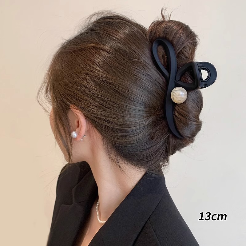 Gran tamaño de tiburón negro temperamento de alto grado agarrar clip de cabello de cabeza de mujer detrás de la cabeza de cabello de cabello de cabello de gran tamaño clip de cabello